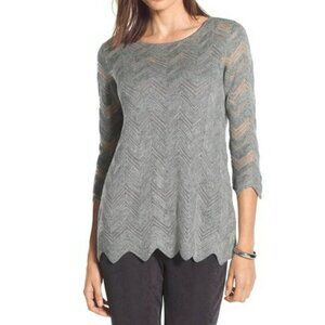 Chico's Travelers Gray Chevron Knit Sweater Size 2 US L